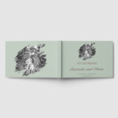 Modern Brushstroke Photo Wedding | Sage Green Gästebuch (Voll)