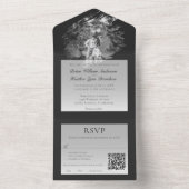 Modern Brushstroke Photo Wedding | Soft Black All In One Einladung (Innen Boden)