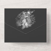 Modern Brushstroke Photo Wedding | Soft Black All In One Einladung (Rückseite)