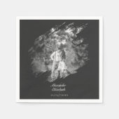 Modern Brushstroke Photo Wedding | Soft Black Serviette (Vorderseite)