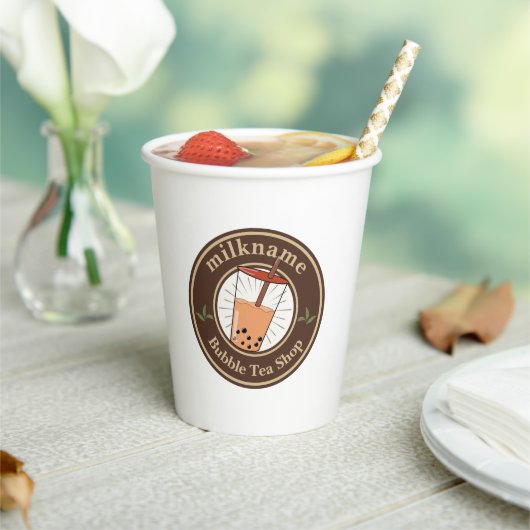 Modern Bubble Tee Milchladen Café Café Pappbecher (In Situ)