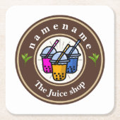 Modern Bubble Tee Milchladen Café Café Rechteckiger Pappuntersetzer (Vorderseite)