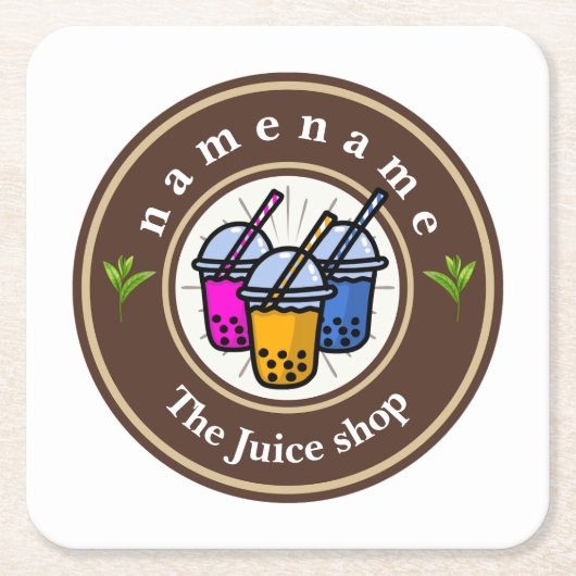 Modern Bubble Tee Milchladen Café Café Rechteckiger Pappuntersetzer (Vorderseite)