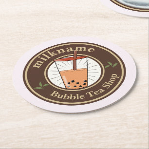 Modern Bubble Tee Milchladen Café Café Runder Pappuntersetzer