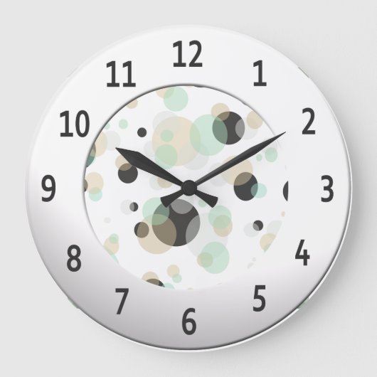 Modern Bubbles with Shiny Metallic Digits Circle Große Wanduhr (Vorderseite)