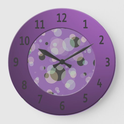 Modern Bubbles with Shiny Purple Digits Circle Große Wanduhr (Vorderseite)