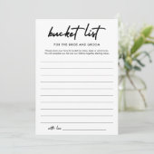 Modern Bucket List Brautparty Game Card Einladung (Stehend Vorderseite)