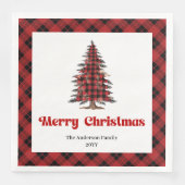 Modern Buffalo Christmas Tree Napkin Customizable Serviette (Vorderseite)