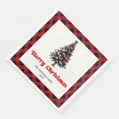 Modern Buffalo Plaid Tree Christmas Napkin Serviette (Ecke)
