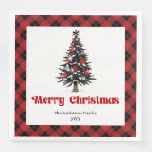 Modern Buffalo Plaid Tree Christmas Napkin Serviette (Vorderseite)