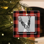 Modern Buffalo Red Kariert | Hundebahn Foto Keramikornament<br><div class="desc">Modern Buffalo Red Kariert | Hundebahn Foto</div>