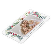 Modern Buon Natale Watercolor Holly Berry Foto Magnet (Linke Seite)