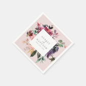 Modern Burgund Bläserblütenrosa Hochzeitspapier Serviette (Ecke)