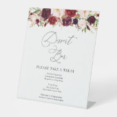 Modern Burgund-Blütendessert-Bar Sockelschild (Vorderseite)