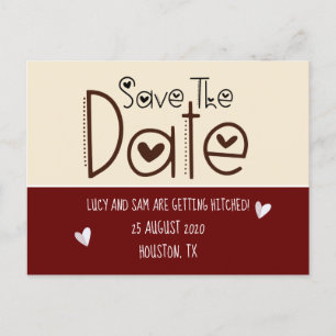 Modern Burgund Cream Save the Date Hochzeit Ankündigungspostkarte