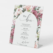 Modern Burgund Elfenbeincreme Pink | Die Bar Hochz Sockelschild (Vorderseite)