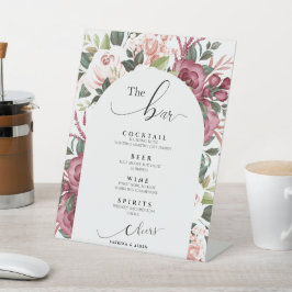 Modern Burgund Elfenbeincreme Pink | Die Bar Hochz Sockelschild