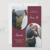 Modern Burgund Foto Arch Wedg Save The Date (Vorderseite)
