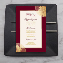 Modern Burgund Gold Floral Wedding Menu
