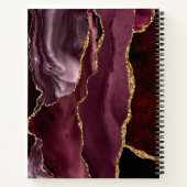Modern Burgund Gold Glitzer Agate Geode Monogram Notizblock (Rückseite)