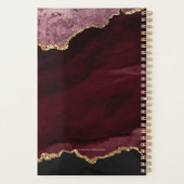 Modern Burgund Gold Glitzer Agate Monogram 2024 Planer (Rückseite)