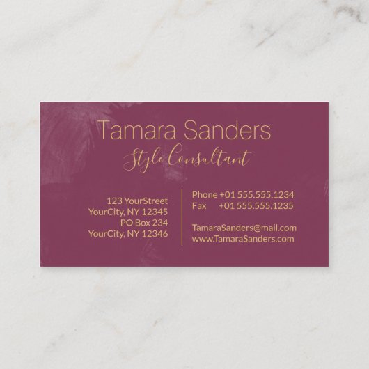 Modern Burgund Gold Paint Strokes - Visitenkarte (Rückseite)