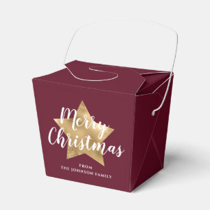 Modern Burgund Gold Star Weihnachten Geschenkschachtel