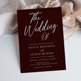 Modern Burgund Maroon Elegante Hochzeit Einladung
