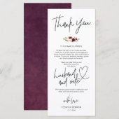 Modern Burgund Place Einstellung Danke Karte (Vorne/Hinten)