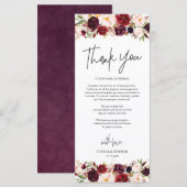 Modern Burgund Place Einstellung Danke Karte (Vorne/Hinten)