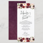 Modern Burgund Place Einstellung Danke Karte (Vorne/Hinten)