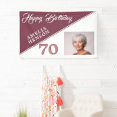 Modern Burgund Red Happy 70. Geburtstag Foto Banner (Insitu)