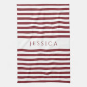 Modern Burgund Strickmuster Name Geschirrtuch (Vertikal)