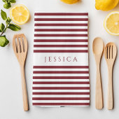 Modern Burgund Strickmuster Name Geschirrtuch