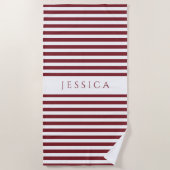 Modern Burgund Strickmuster Name Strandtuch (Vorderseite)