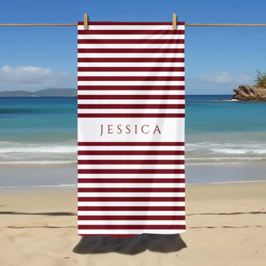 Modern Burgund Strickmuster Name Strandtuch