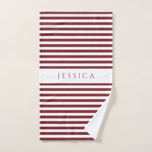 Modern Burgund Stripmuster Badhandtuch Set (Handtuch)