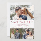 Modern Burgund Typografie 3 Foto Save The Date (Vorderseite)