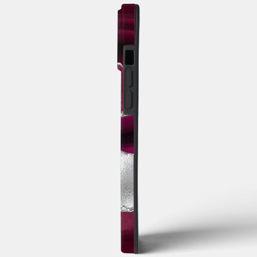 Modern Burgund und Silver Agate Monogram Case-Mate iPhone Hülle (Rückseite / Links)