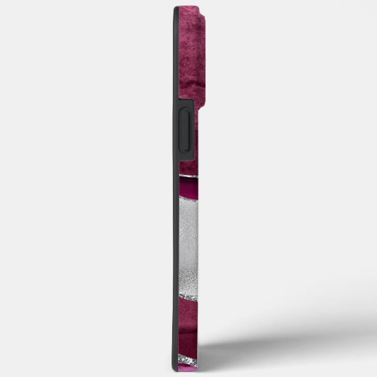 Modern Burgund und Silver Agate Monogram Case-Mate iPhone Hülle (Rückseite / Rechts)