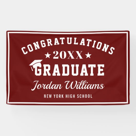 Modern Burgund White 2024 Graduation Party Banner (Horizontal)
