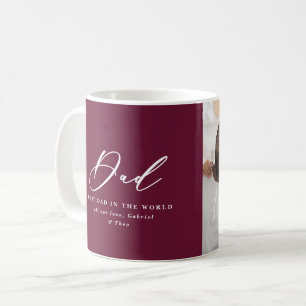 Modern burgundy 2 Foto Drehbuch Papa Vathers Day Kaffeetasse