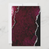 Modern Burgundy Agate Silver Script Wedding Einladung (Rückseite)