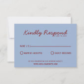 Modern Burgundy Blue Whimsical Unique Wedding RSVP Karte (Vorderseite)