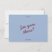 Modern Burgundy Blue Whimsical Unique Wedding RSVP Karte (Rückseite)