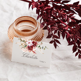 Modern Burgundy Boho Flat Wedding Place Card Platzkarte