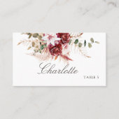 Modern Burgundy Boho Flat Wedding Place Card  Platzkarte (Vorderseite)