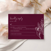 Modern Burgundy Boho Wedding Simple Elegant RSVP Karte