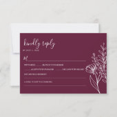 Modern Burgundy Boho Wedding Simple Elegant RSVP Karte (Vorderseite)
