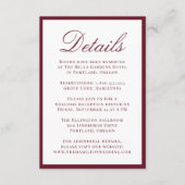 Modern Burgundy Border Wedding Details Begleitkarte (Vorderseite)